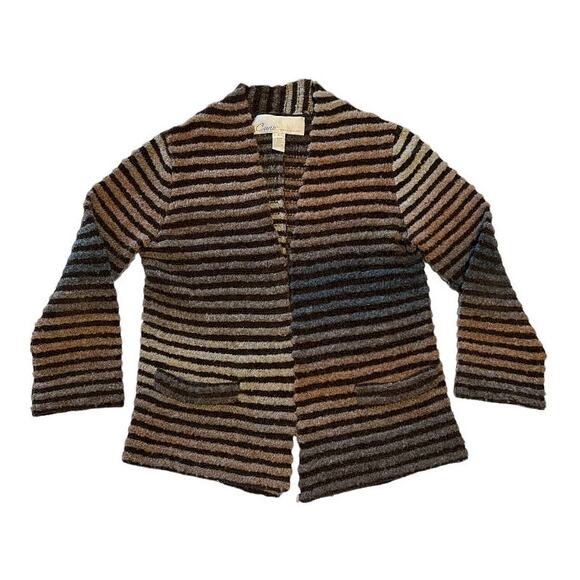 Curio New York Open Front Cardigan Sweater Size Small Striped Ombre - Picture 1 of 11